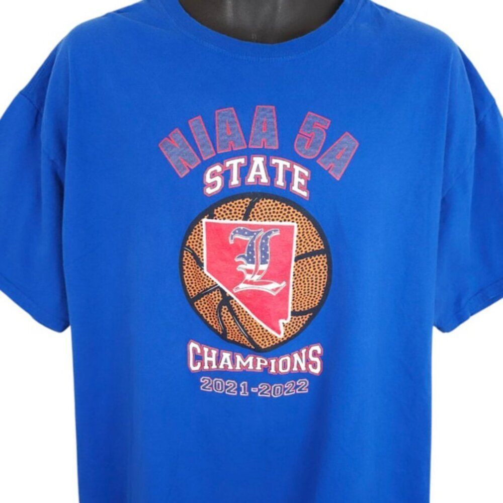 Liberty Patriots Basketball T Shirt Mens Size 2XL Blue State Champions Nevada